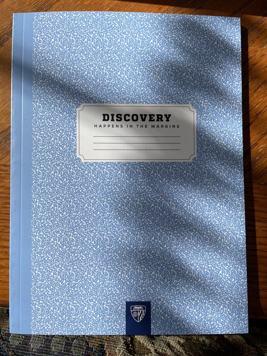 DoctorPetruzzo's tweet photo. I just got this notebook in the mail from Johns Hopkins University! This is so great- now I have the perfect place to keep my science notes! Thank you @JohnsHopkins https://t.co/xyFrnh3uxB