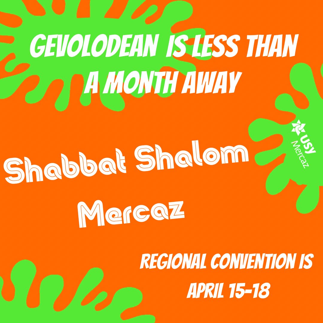 MercazUsy's tweet photo. Gevolodean is right around the corner! Save the date for April 15-18. If you are a paid member of MyUSYFi Spring, register for Gevolodean at  https://t.co/wwJQWZORMx. If not, there is still time to sign up for MyUSYFi Spring at https://t.co/KuCBDVTTvB ! Shabbat Shalom Mercaz https://t.co/22Q6AbjzTd