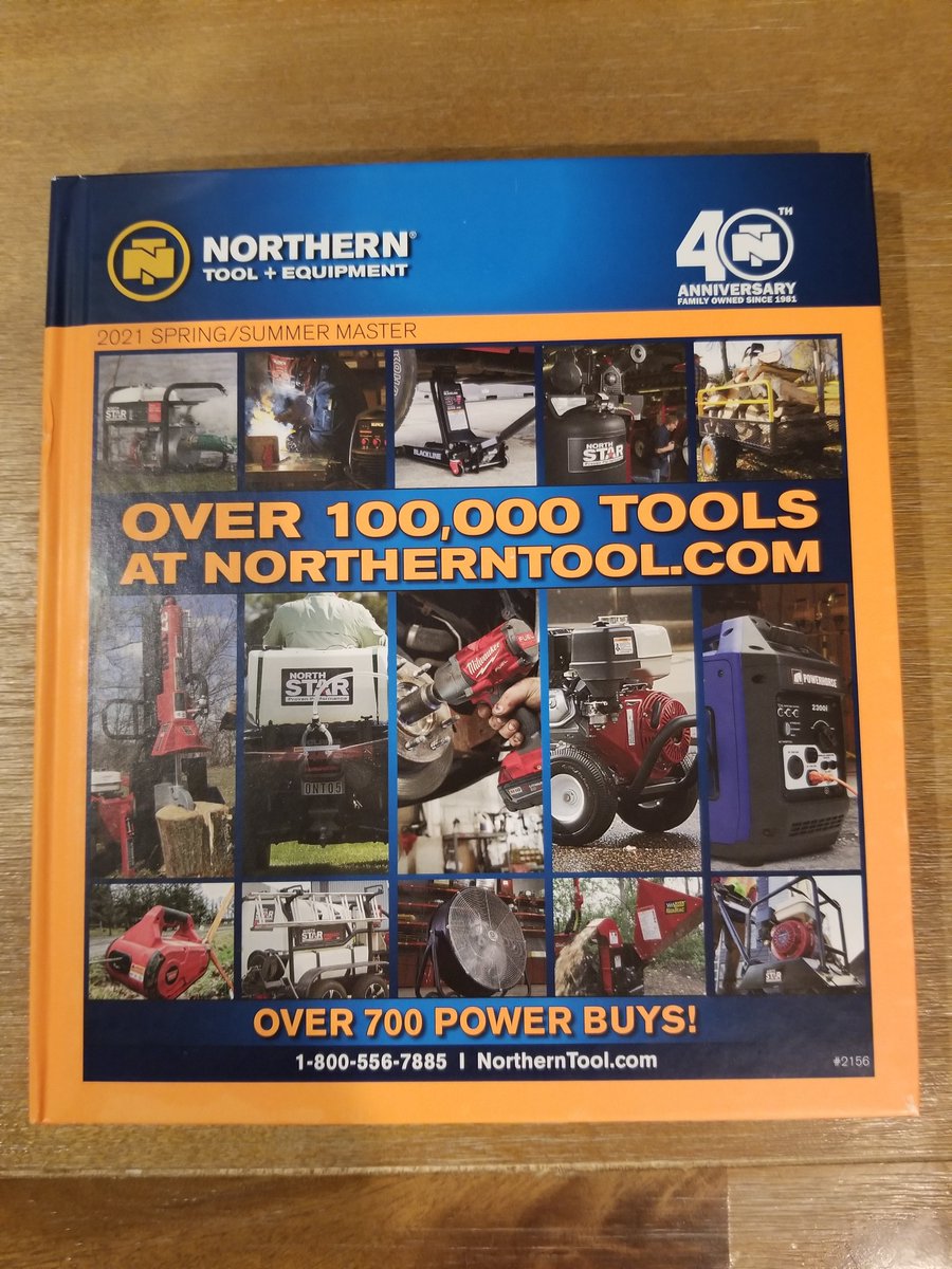 DeltaCharlie's tweet photo. This year's @NorthernTool catalog is hard bound! So fancy. I'm trying to convince my wife that it qualifies as a coffee table book. https://t.co/VwvVTj0YgR