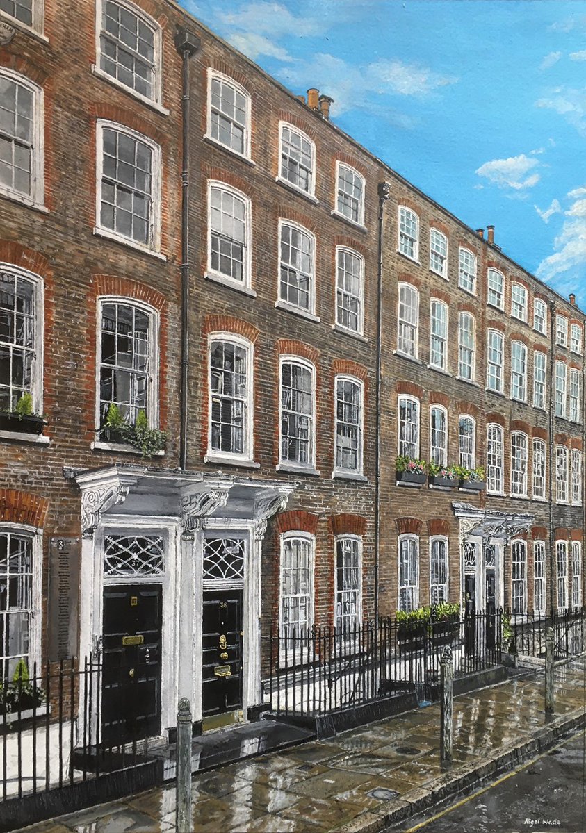 bas21_art's tweet photo. Great James Street, Holborn. 2021 @nigelwadeart #Watercolour. Working in #WaterColourRealism the artist details a street in #London first laid out in the early 18th century in an area accommodating the westwards growth of the city; &amp; remains virtually intact. Suburbia is not new. https://t.co/vpSTSA8jeG