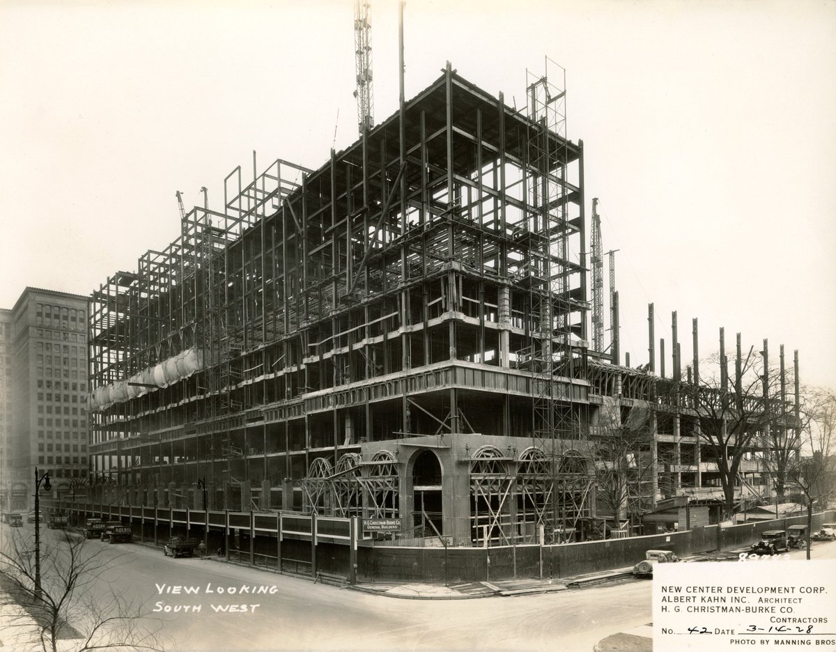 #FisherFridayFact: You would think #Detroit's Largest Art Object took years to build, but amazingly, it took only about a year. Here is the corner of 2nd and Lothrop, looking toward the storefront now home to <a href="/PureDetroit313/">Pure Detroit</a>, six months before the building was completed.