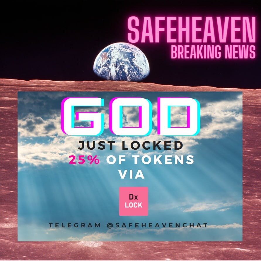WealthofGod7's tweet photo. Tokens Locked! Trip to heaven locked!

#BSC  #SAFEMOON  #safestar
 #dxsale #moon #BNB  #btc https://t.co/kaaR4zI38T