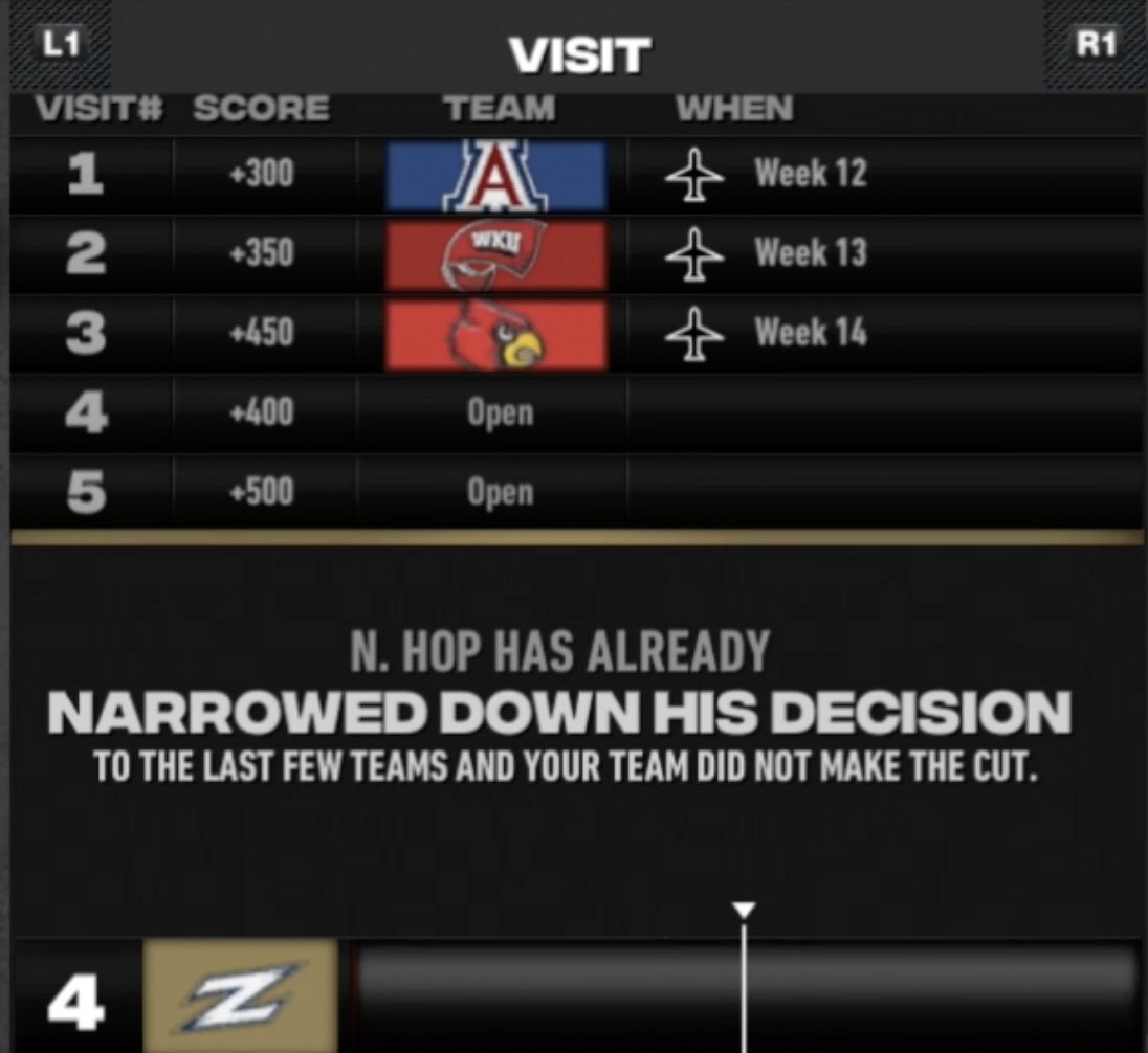samoanboi34's tweet photo. Akron Dynasty | Recruiting Updates

@HopMsr's final 3 has been locked Arizona, UL, and WKU all with visits in back to back weeks. As the season comes to a close where will the young speedster take his talents?

@CFBRevamped @Maddenverse #CFBRevamped #Ncaa14 https://t.co/q9G7hkWbZp