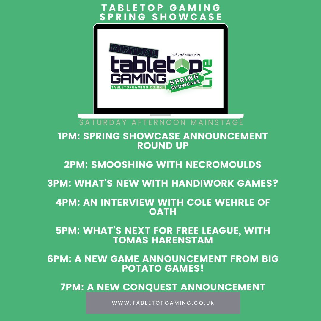 TabletopMag's tweet photo. What a weekend we've got planned! Check out our Spring Showcase mainstage schedule, and don't miss out. Plus, there's even more available over the weekend, so check out https://t.co/elq2UWreMl to avoid FOMO!
-
-
#springshowcase #tabletopgaming #boardgames #mwg #TTGSpringShowcase https://t.co/pUlCctjkg0