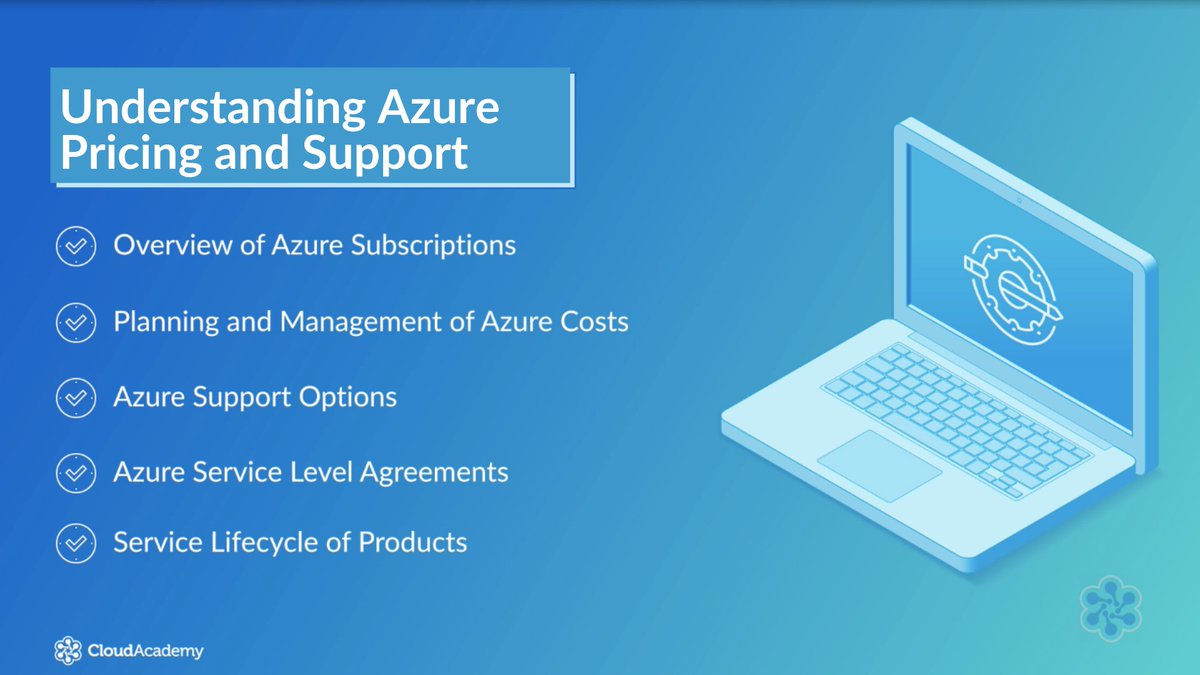 QANorthAmerica's tweet image. [ ☀️ Course - Understanding Azure Pricing and Support] Discover our course that provides an overview of Azure subscriptions, Azure services, how they are priced, and how to manage costs.
Check it out! cloudacademy.com/course/underst…

#Azure #AzurePricing #MicrosoftAzure #AzureTraining