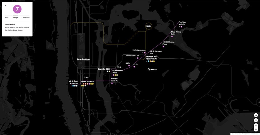 CommArts's tweet photo. CA Winner: The MTA Live Subway Map website by @workandco provides real-time updates on the status of train lines throughout New York City. https://t.co/MHfGHiUGN8
#CAwinner #interactiveannual #interactive #website #livesubwaymap #mta #trainlines https://t.co/McOsjz2Xdw