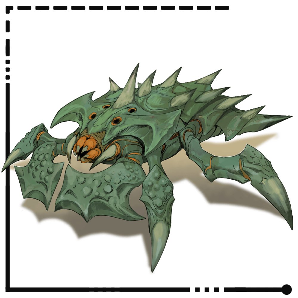 OutwardRealms's tweet photo. The Hexagota Flame Hexapod is a beast in every sense of the word. These living tanks expel a burning liquid that sticks to whatever it hits. 

Designed to take tremendous punishment, the Armored Hexapod is a wall of chitin with legs.

#ConceptArt by @alexkineticflow 
#game #minis https://t.co/46KaUxEJzZ