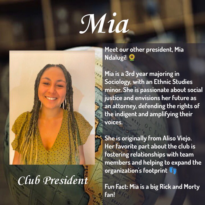 CalONEtrack's tweet photo. Member Spotlight Time! ✨Meet our other president: Mia Ndalugi 💙 https://t.co/pAOHk3HO9z