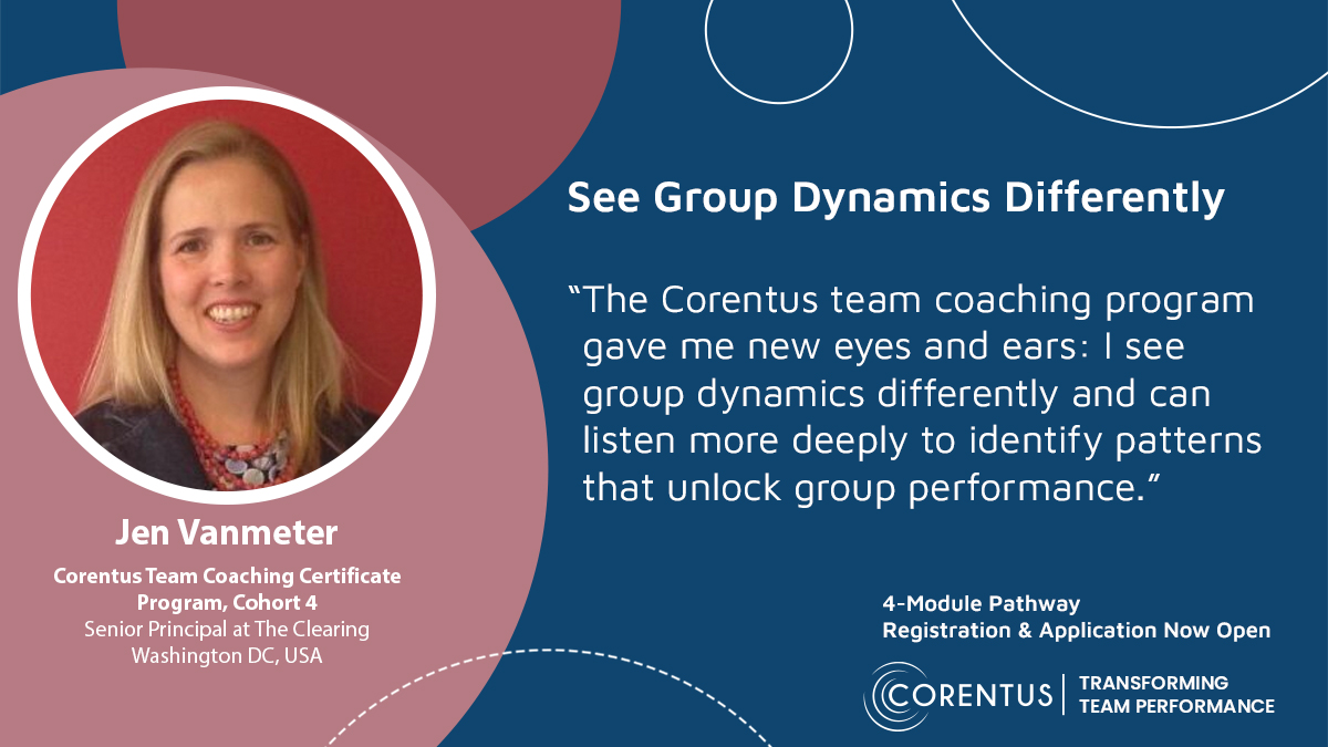 TeamCorentus's tweet image. Building team coaching skills helps coaches be more powerful in their interactions with clients and clients move toward their goals more effectively. Corentus is now offering individual team coaching programs and a team coaching certificate track. corentus.com/courses-progra…
