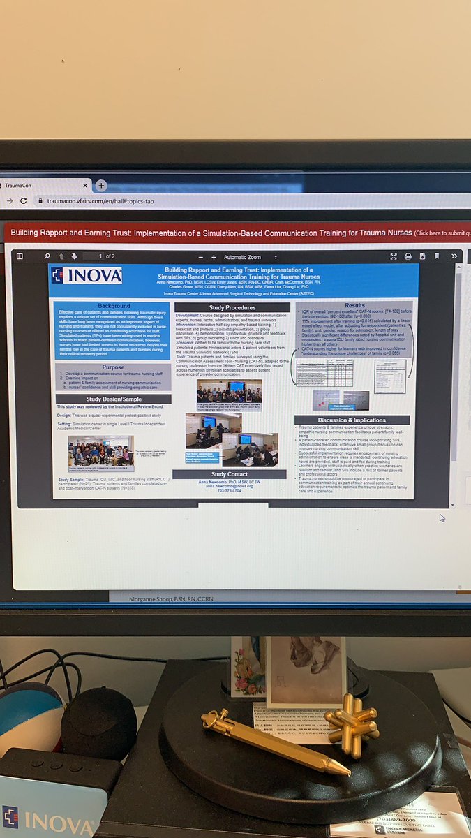 Messing's tweet photo. Great seeing @InovaFFXTrauma1 @InovaHealth represented @SocTraumaNurses #TraumaCon2021 virtual conference! https://t.co/wMVKVqnWgP