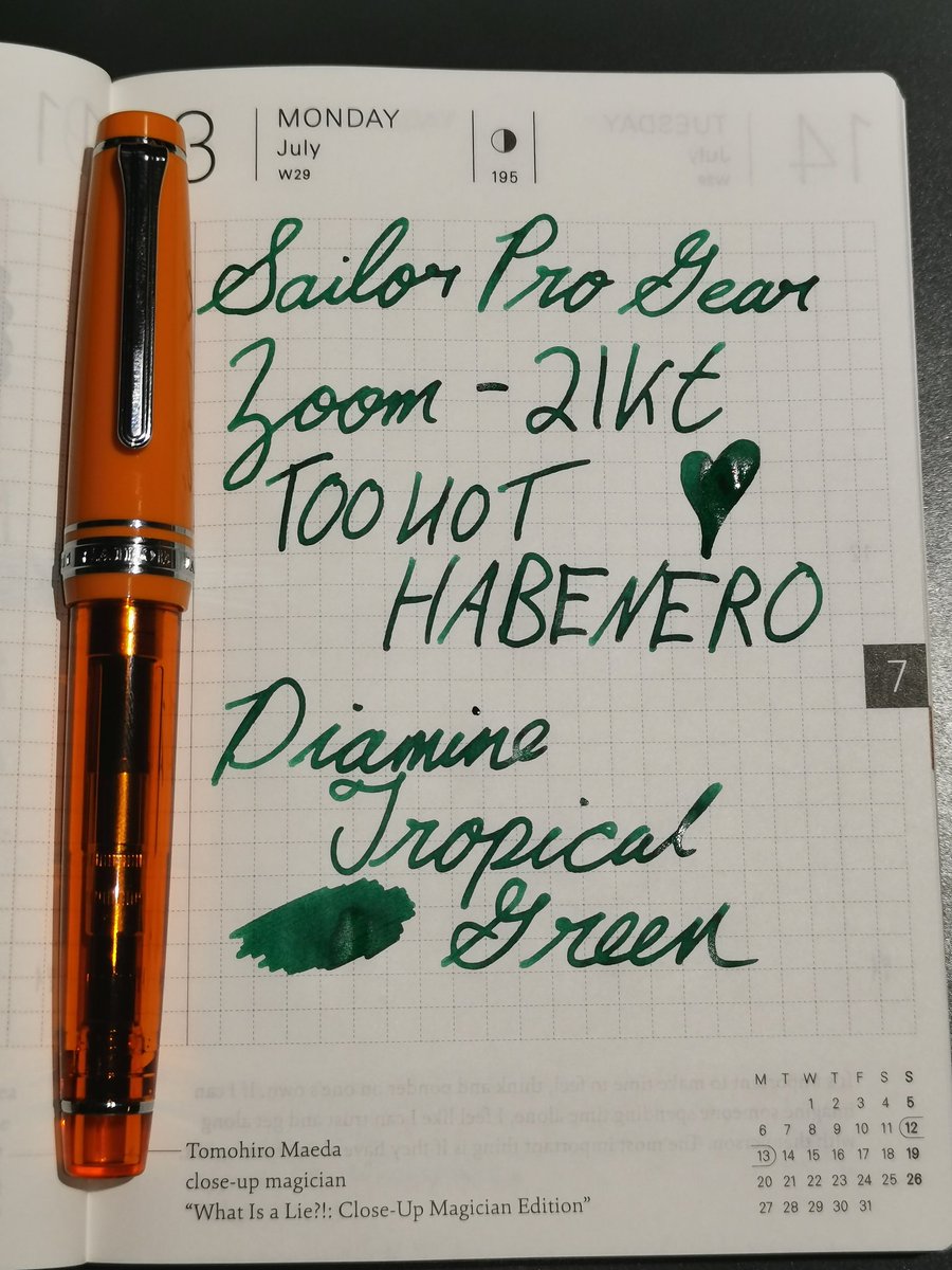 keepitinked's tweet photo. It arrived! I love it so much! Gotta love that zoom nib. The beautiful Too Hot Habanero North American exclusive from Sailor. That cute little pepper finial too! https://t.co/HXORz9wB1X
