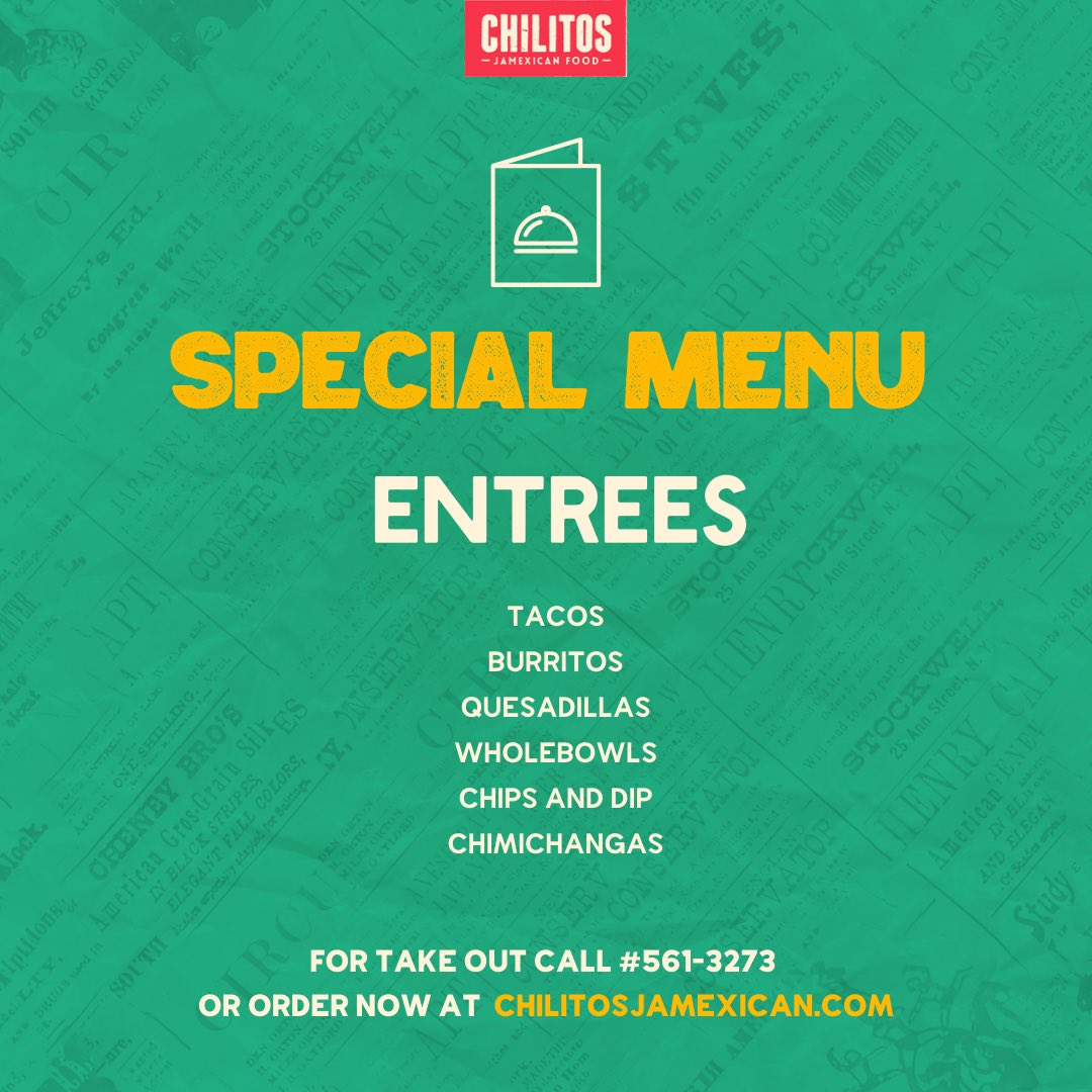 chilitosmexican's tweet photo. This name #LastChanceChilitos! We will be open on Saturday, March 27 from 8AM to 11AM for TAKEOUT ONLY with a limited #LockdownMenu
#ChilitosJaMexican for Breakfast anyone? ☀️ https://t.co/Lm1EiXpnnn