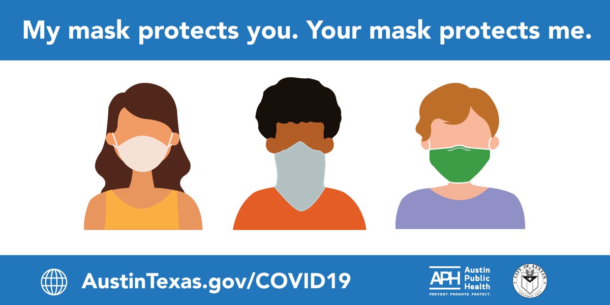The Austin-Travis County health authority's mask mandate remains in place after a Court ruling.😷

We urge the #ATX community to continue wearing masks to #SlowTheSpread of #COVID19. Masking promotes public health + helps keep essential workers safe.

👉 bit.ly/3cqE5OR