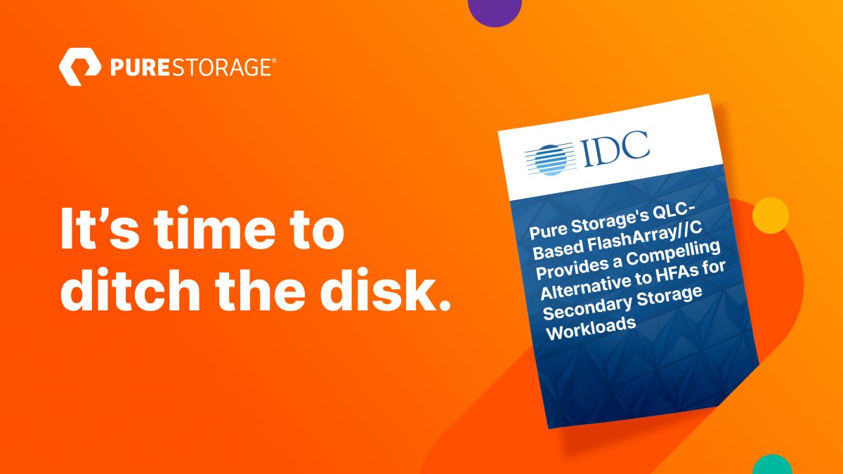 SolitaryBuffalo's tweet photo. Say goodbye to the pains of hard disk drives and hybrid arrays for good. Get #capacitystorage without compromise. Read on for @IDC’s perspective on the cost-effective, all-QLC #FlashArray //C #PureStorage https://t.co/RogSxDekb2 https://t.co/jaJeOIOPvo