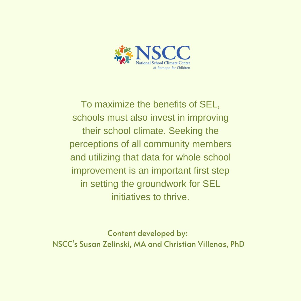 How are school climate and SEL related to each other? Once seen as secondary to teaching academic subjects, SEL and school climate must be considered as they support students’ academic, social-emotional and civic growth as well. (1/2)
