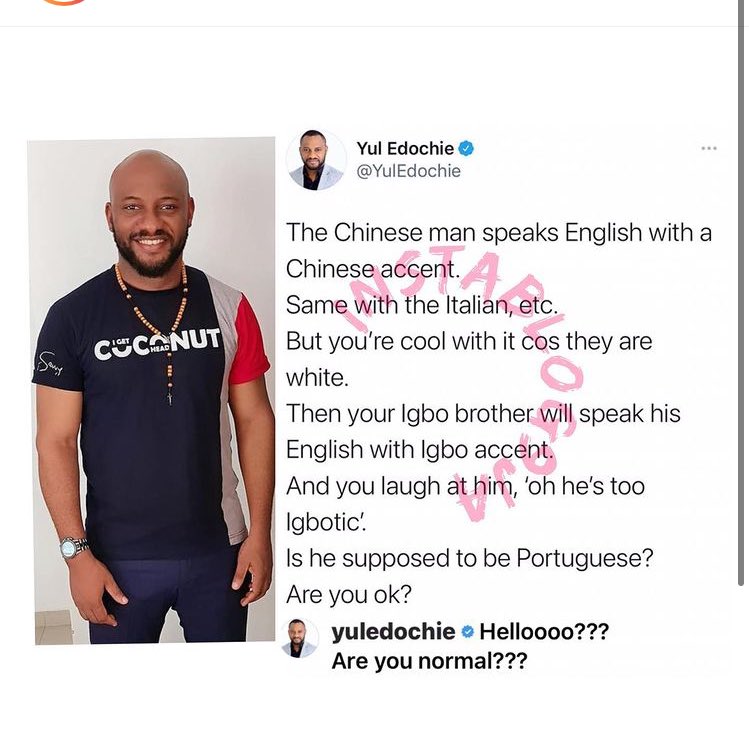 peakradio1's tweet photo. Actor Yul Edochie slams those who frown at Igbo accent
#kidcelebrityofthemonth #kiddwaya #ericanlewedim #EricaIsAStar #evolutioncamp21 #Ethereum https://t.co/eHhngODt0t