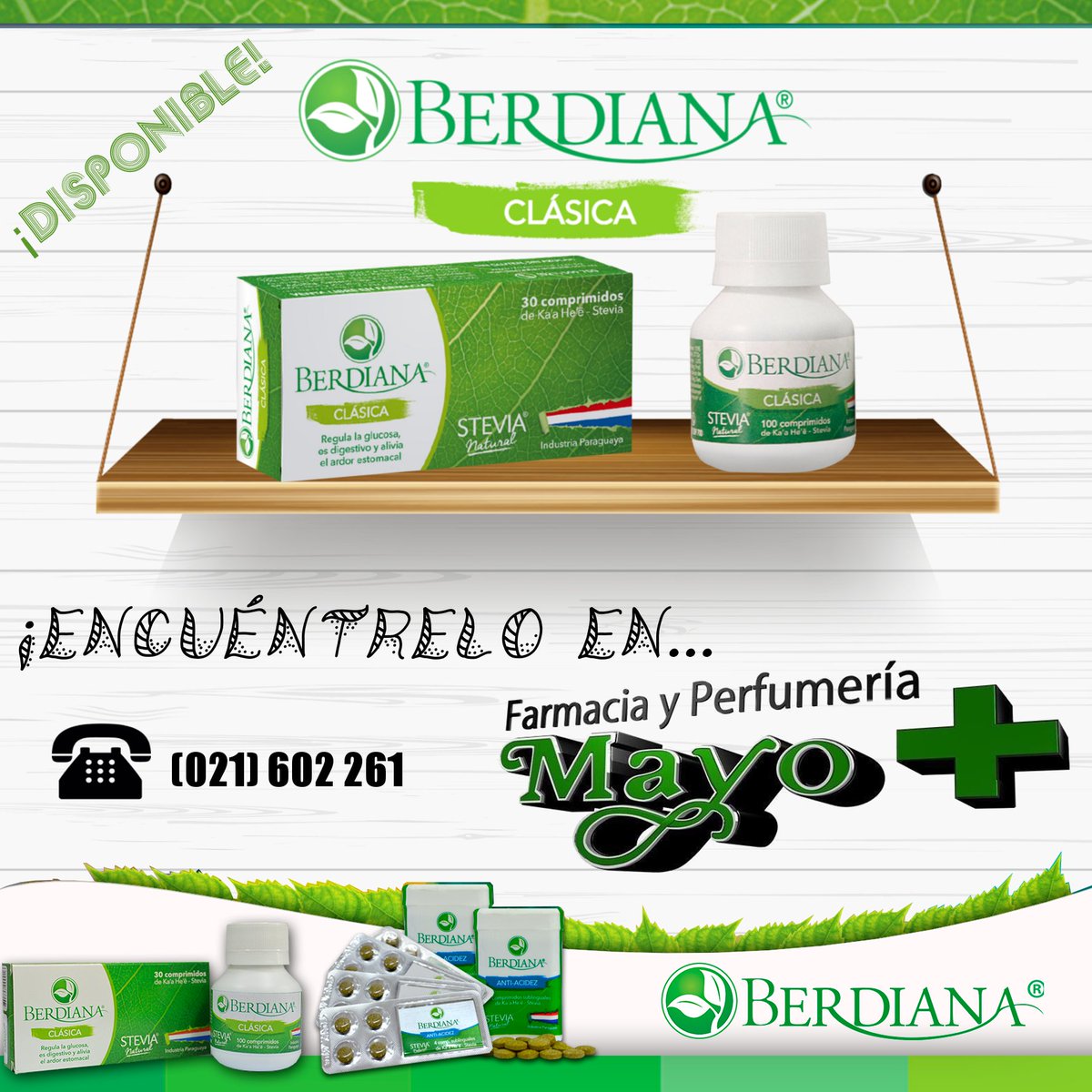 Berdiana_py's tweet photo. BERDIANA CLÁSICA DISPONIBLE EN...

FARMACIA Y PERFUMERÍA MAYO 
Teléfono: (021) 602 261

¡Con BERDIANA sentite bien todos los días!

Conocé mas información: https://t.co/aIJbSlCEu1
Testimonios: https://t.co/PPzTkr4qO1
Respaldos científicos: https://t.co/gzq3jQLwpC

Abro hilo 1/4 https://t.co/ZZ61QzxXHY
