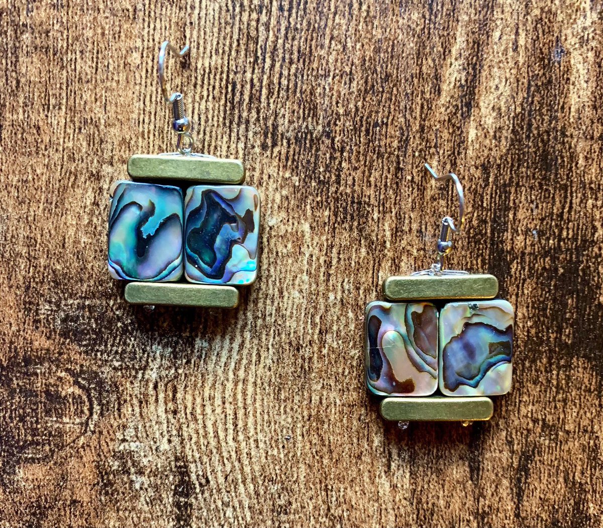 Excited to share this item from my #etsy shop: Abalone Shell & Brass Earrings #abaloneearrings #uniqueearrings #abalonejewelry etsy.me/39kBFPX