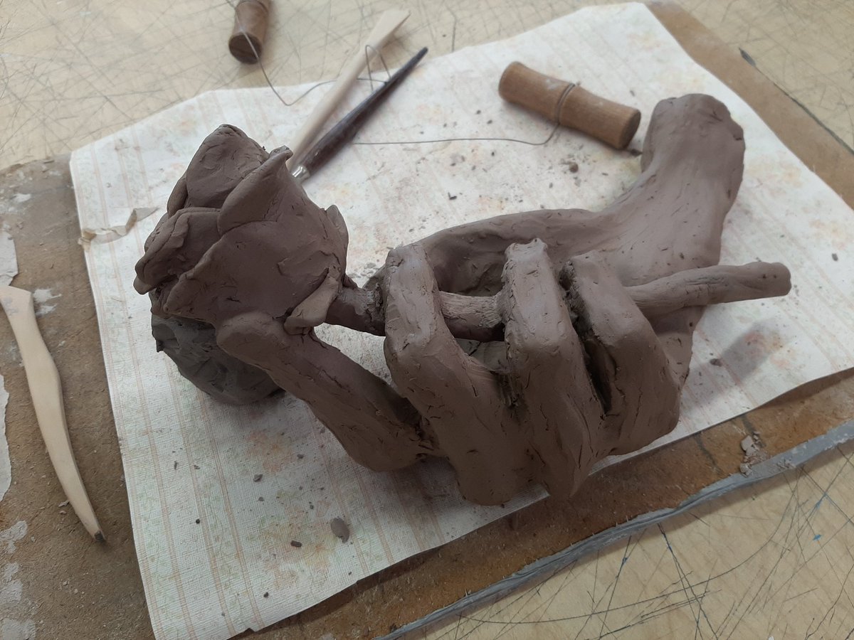 resykalski's tweet photo. 8th grade made some ceramic hands that told a story through symbolism last week. @clintonwischool #BeCougarProud https://t.co/kQQ59hii7U