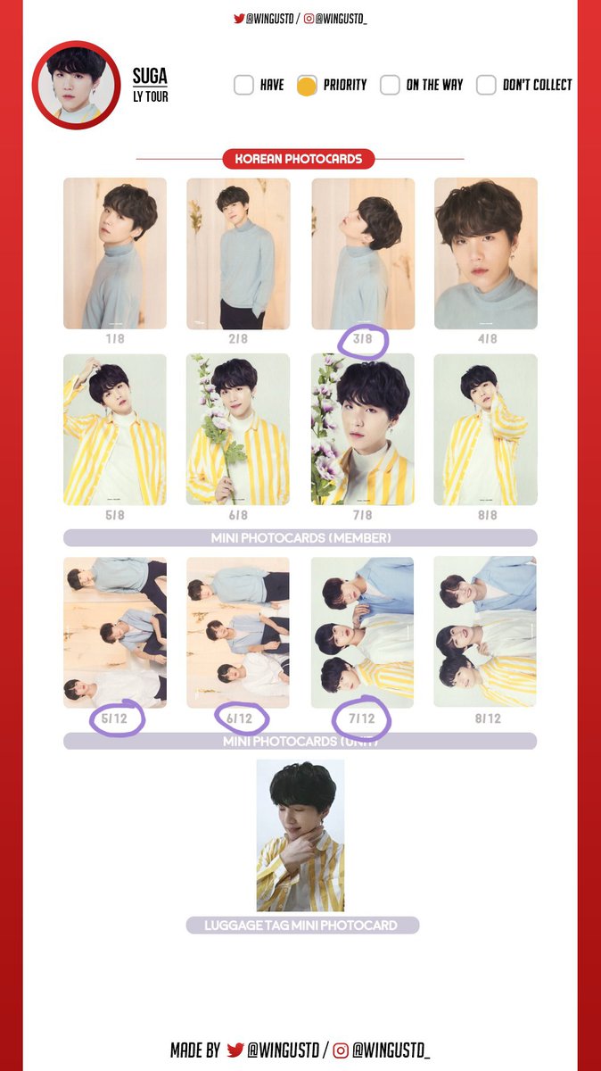honeyofbts's tweet photo. wtb/lfs

Hello! I'm looking for Yoongi/SUGA photocards. Hope you can help this baby army out! I'm just starting to collect pcs~ If you have any of these, please DM me. Thank youuu so much! :)

#bts #yoongi #suga #agustd #kpop #photocard #btspapels #btsphotocard #btspoca https://t.co/Z80jvlejt0