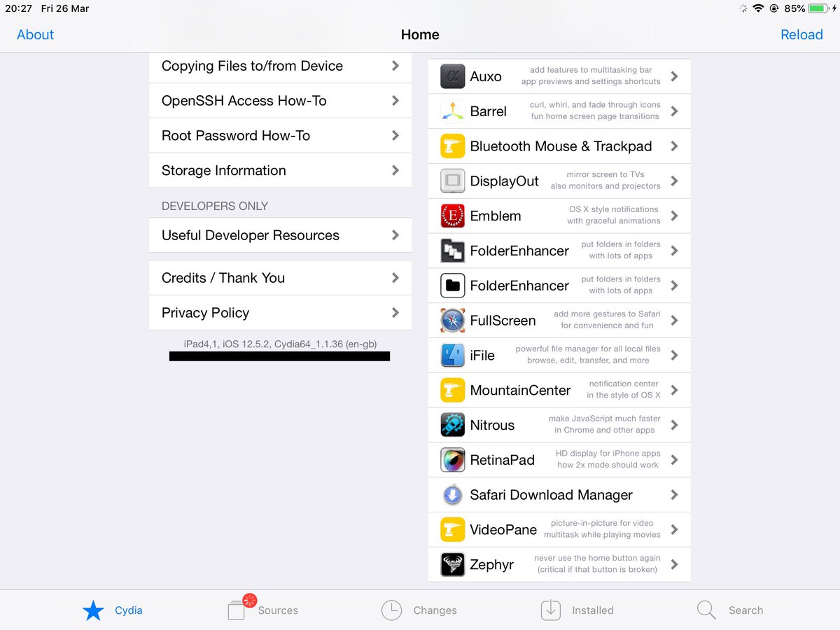 vCEO's tweet photo. @___t0mi___ @iMATech_ @ProfeJuAntonio @Yalujb @SilzeeJailbreak @ZeeJailbreak @thejailbreakhub @iOSjbhelper @_AppleExpert @___t0mi___ 

Cydia on 12.5.2 https://t.co/If3nDsZs1o