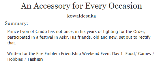 Day 1: Fashion for #FeFriendshipWeekend

wdym lyon is the only magvel royal kid without a seasonal alt (as of march 2021). wdym. anyway here's 4 seasonal alts of lyon at once, celebrating with his friends 😊😊 

archiveofourown.org/works/30284037