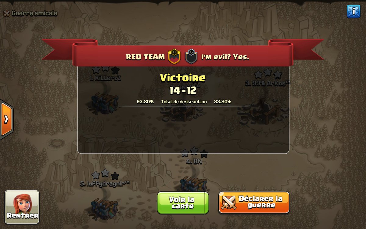 CMC 1/16 

Great War🔥
GG #IamEvilYes

⭐️⭐️⭐️ <a href="/KiLLerzZ_CoC/">Aka KiKi 🤭</a> (Super Wizards), <a href="/lufydragnir/">lufydragnir</a> (Lalo), @NeK0dw (Super Witches) and <a href="/ArKos_CoC/">ArKos</a> (Lalo)