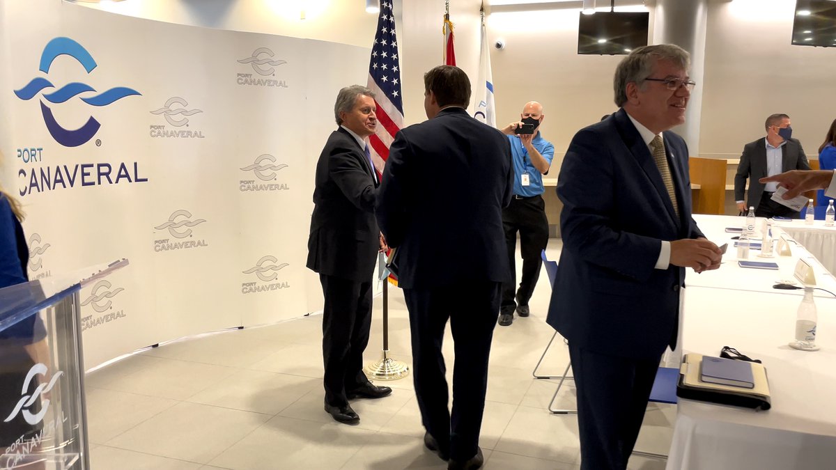 PortCanaveral's tweet photo. Thank you @GovRonDeSantis, @AGAshleyMoody, @FDOT_Secretary Kevin Thibault and all of our cruise partners for joining us today at Port Canaveral. Compelling stories were shared and we look forward to the return to cruising.
#floridaseaports #returntocruising #seaportstrong https://t.co/kxHbKBHgDy