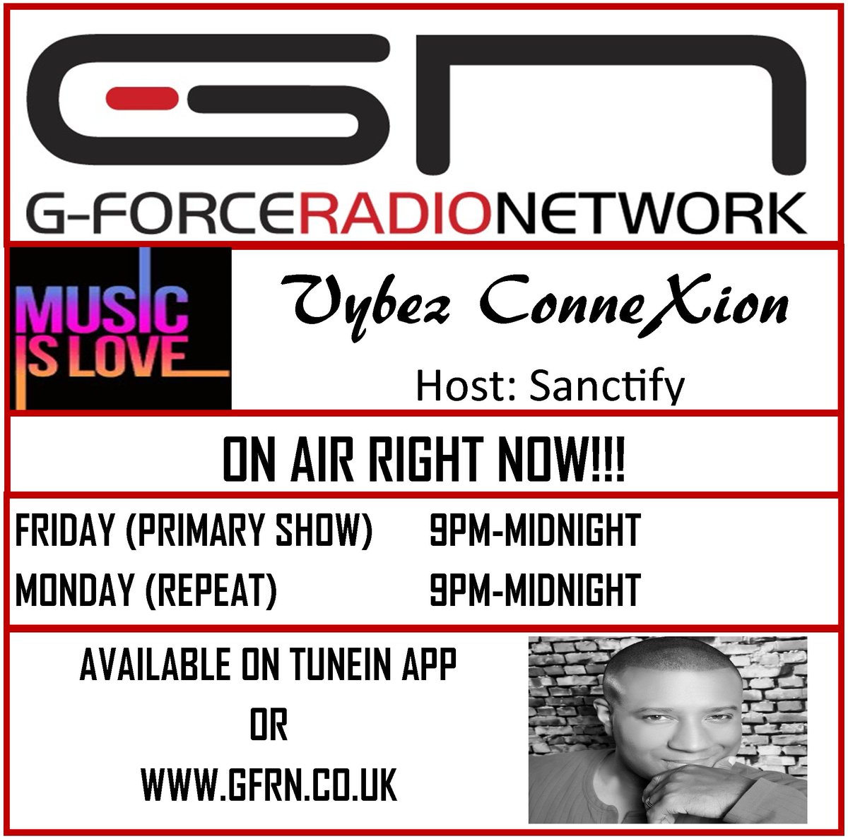 sanctify777's tweet photo. Lock onto G-Force Radio for scintillating music to be sure to get your body moving.  So join Sanctify on Vybez ConneXion for the best in Caribbean music!
https://t.co/0ZSXiEbkvA
https://t.co/easlGoPrYB

#sanctify #vybezconnexion #gforceradio https://t.co/4tNVlmwYJg