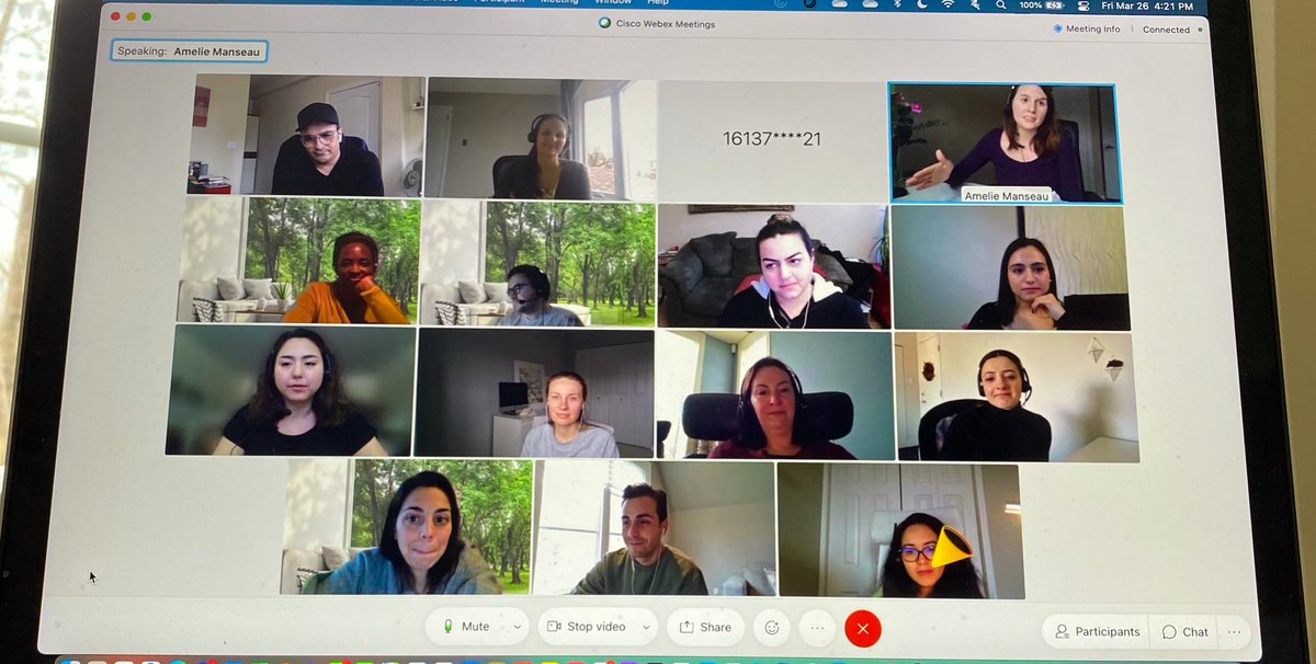 introcaso's tweet photo. @EDCMoments the realities of #COVID19, having to do a WebEx call to say goodbye to a coworker moving to another government department. We’ll miss you A! The @QuebecTCS office is very lucky to have you. 👋🏻👋🏻👋🏻 #LifeatEDC https://t.co/sQnth4vlSO