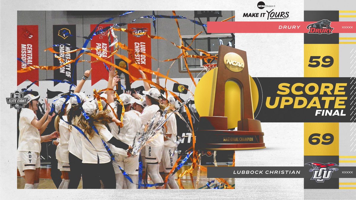 NCAADII's tweet photo. Lubbock Christian remains undefeated in the 2020-21 season!

Congratulations to Lubbock Christian on winning the 2021 #D2WBB National Championship 🏆🏆🏆! https://t.co/8vimPZbiGa