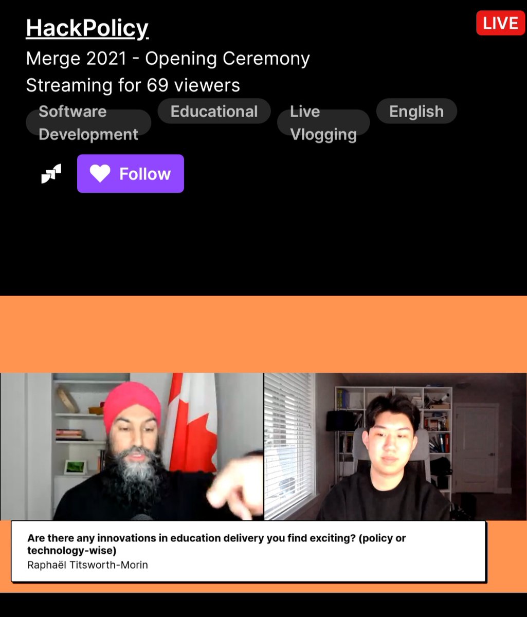 MsSealeyHNMCS's tweet photo. Volunteering this weekend as a mentor with @HNMCS 's @MsENicoletti for @hackpolicyfdn presented by Merge. Looking forward to empowering youth to make a social impact by bridging the gap between STEM and humanities. The opening ceremonies Guest Speaker @theJagmeetSingh https://t.co/XEnqJgns7U