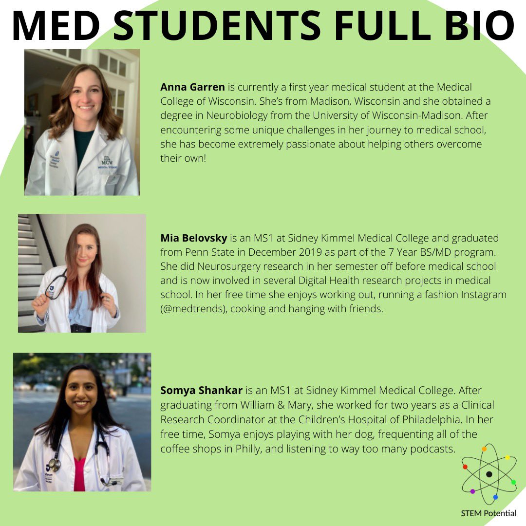 STEMPotential's tweet image. We are super excited for the career professionals to speak tomorrow! On Sunday, 3/28, we will have several panels of students. Here are their bios!! See you at the event!! #stempotential #WomensHistoryMonth