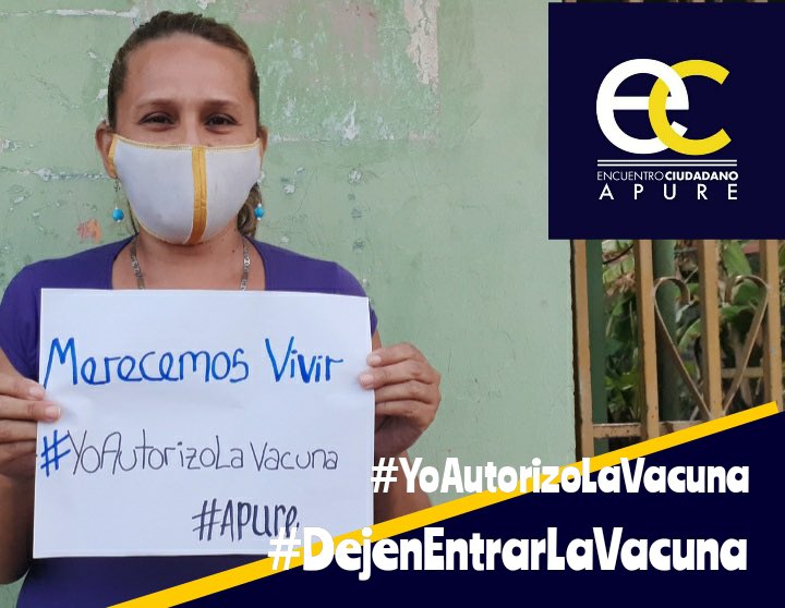 delsasolorzano's tweet photo. Desde @EnCiudadanoVzla exigen #DejenEntrarLaVacuna y los apureños agregan #YoAutorizoLaVacuna https://t.co/mOg6uBzXdB