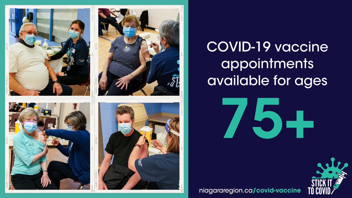 NRPublicHealth's tweet photo. Do you know someone age 75 or older? Help them book a COVID-19 vaccine appointment online at https://t.co/6zhqLWXPLI or call 1-888-999-6488

There are still some spots available for upcoming clinics in St. Catharines/Thorold and Niagara-on-the-Lake.

https://t.co/QcoaFj32g1 https://t.co/EtDbIAKEnc