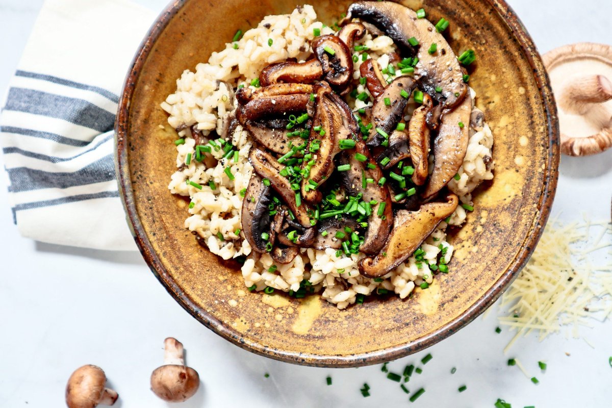 Wild Mushroom Risotto by @brittanycarel! A rich, classic, authentic Italian dish. It's creamy, savory and perfectly balanced with earthy mushrooms and truffle butter. 🌿 Shop Italian truffles and truffle sauces at Bottega.eu! 🇮🇹ow.ly/cUm550DUwQg