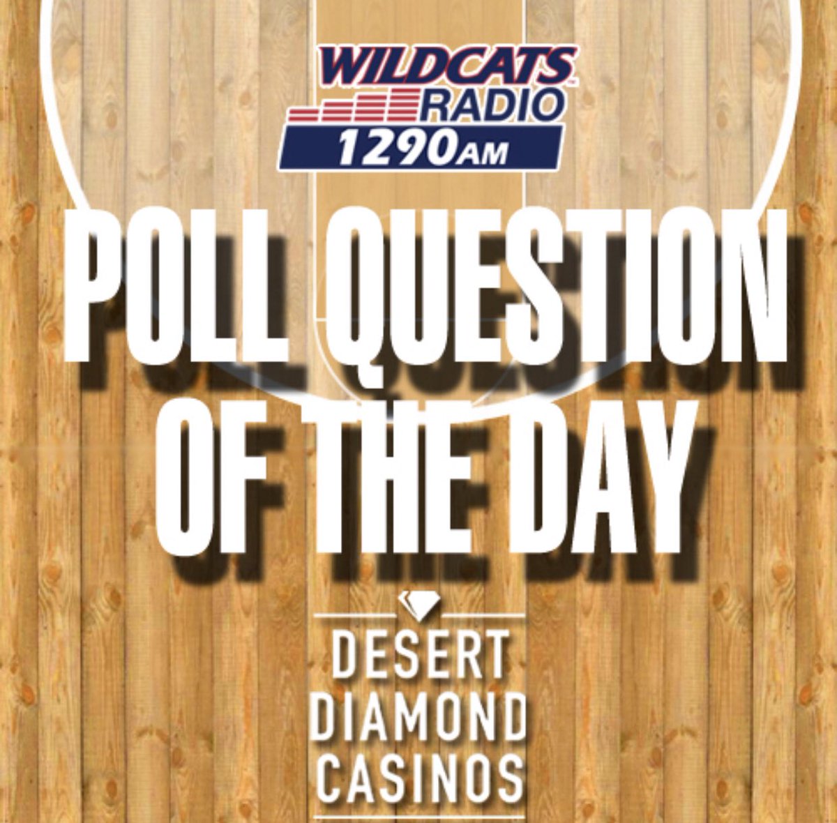 Wildcats1290's tweet photo. The Desert Diamond Casinos and Entertainment Poll Question of the Day:
Will the Women’s Basketball Team March on this weekend? Retweet for yes; Like for no https://t.co/ycT25ugLrH