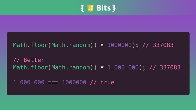 Cilly_Boloe's tweet image. Underscores can be used (almost) anywhere inside a number to improve readability. 📚

Article: dev.to/cilly_boloe/un…

#JSBits #javascript #100DaysOfCode #javascript30