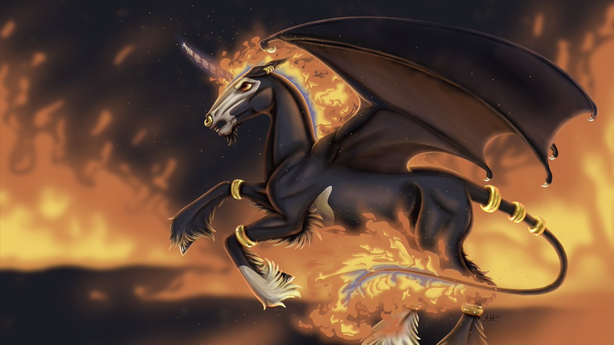 mudge_anna's tweet photo. A DTIYS of a magnificent creature made by Ida Heiberg on Instagram! It was my first time painting fire and I am really happy with the result! 🔥

#dtiys #drawthisinyourstyle #horse #firehorse #fire #flames #elemental #wingedunicorn #fantasyart #digitalart #illustration #photoshop https://t.co/J4xmv6XMmL
