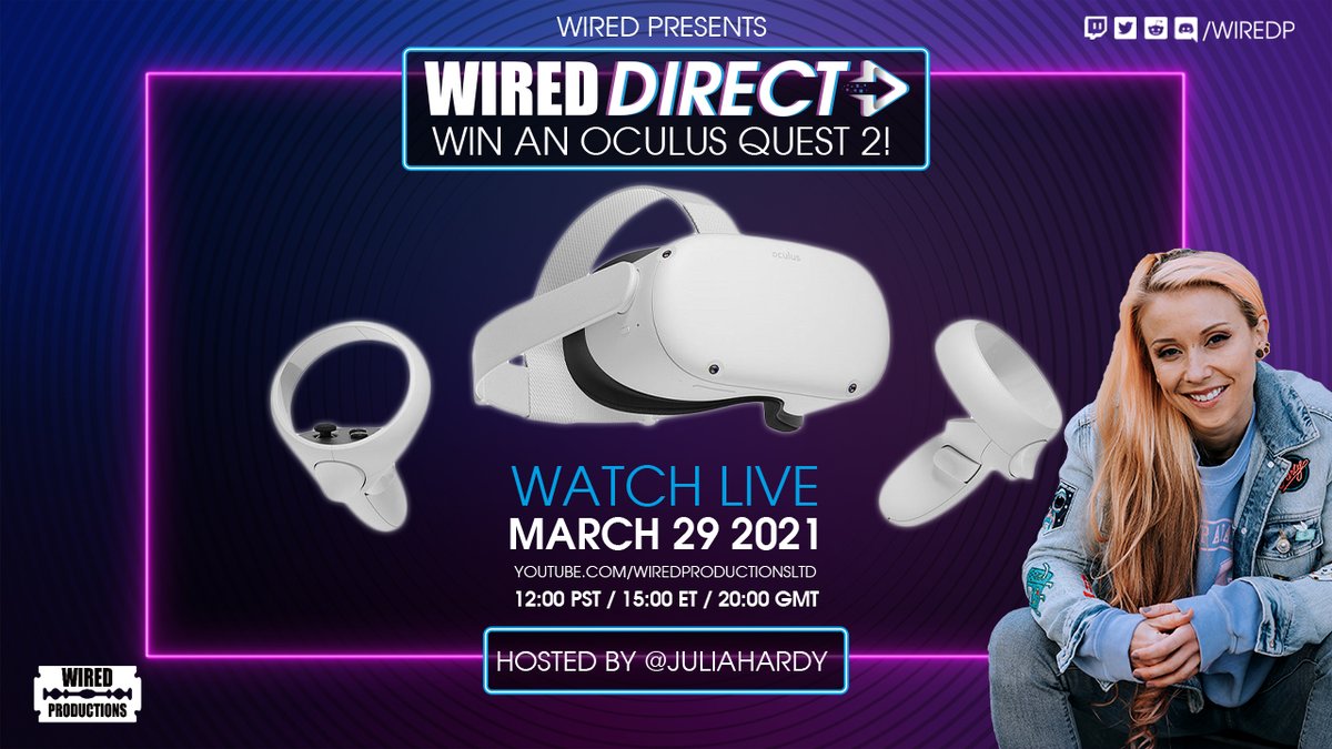 WiredP's tweet photo. Did we mention we were giving away an #OculusQuest2? 

Because tomorrow we totally are!🤯

RT, Follow and set a reminder for #WiredDirect via https://t.co/m7My9vXlUy

We'll announce the winner after the show ends on Monday!

#Competition #PlayForReal #OculusQuest #VR https://t.co/gQHz7PqGwB