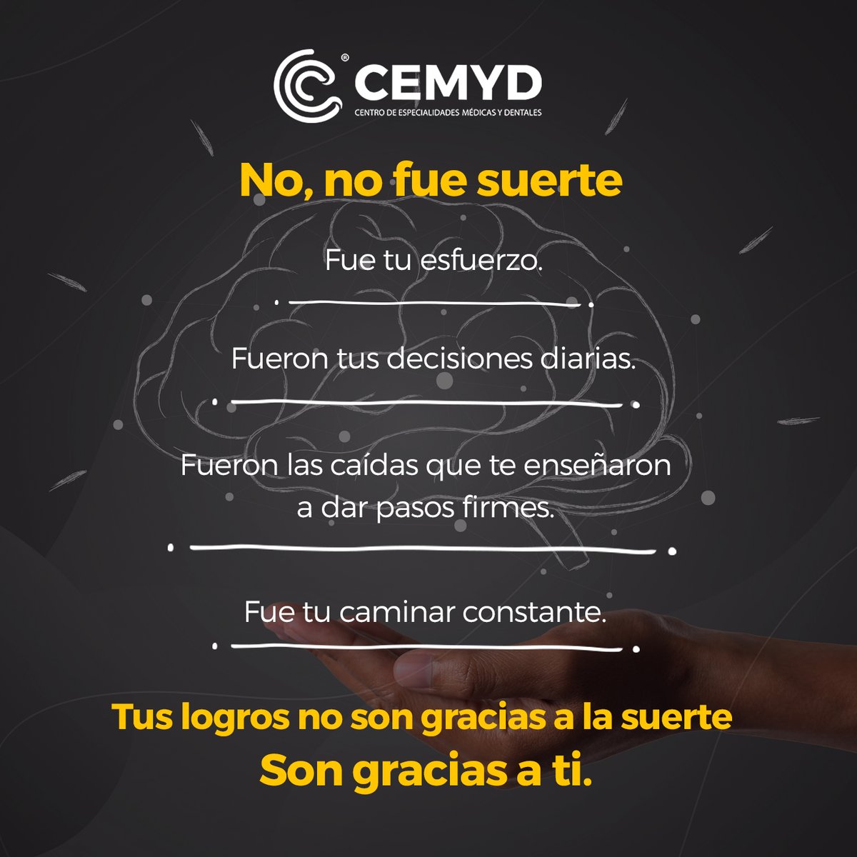 Cemyd1's tweet photo. No fue suerte, fuiste tú, gracias al esfuerzo diario, la motivación, constancia y disciplina.✨❤

#CEMYDteCuida https://t.co/JnhUNs10GF