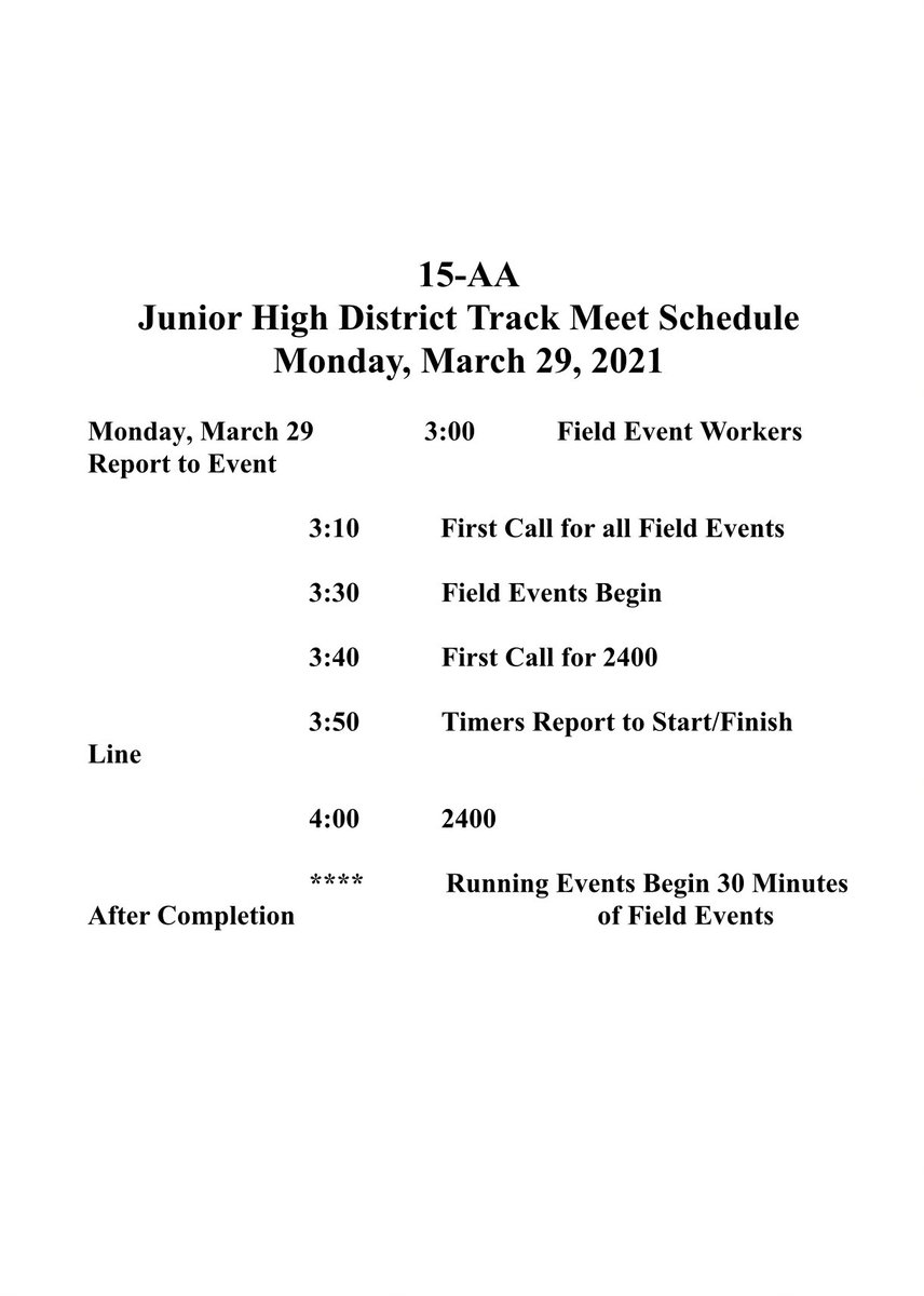 AthleticsCumby's tweet photo. JH District Track Meet at Como-Pickton 3/29 https://t.co/Cni0liuCgp