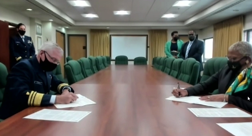 Partnership renewed. <a href="/Norfolkstate/">Norfolk State University</a> President Dr. Javaune Adams-Gaston and <a href="/USCG/">U.S. Coast Guard</a> Vice Admiral Steven Poulin sign memorandum of agreement as part of College Student Pre-Commissioning Initiative program, allowing students to earn education and also serve their country. <a href="/13NewsNow/">13News Now</a>