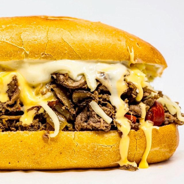 ✨SUPER STEAK BOMB✨Angus shaved steak /sweet peppers / mushroom / carm onions / american ＆ cheddar “queso” / crispy pepperoni / hot cherry peppers / garlic sauce / fresh Liscio's Bakery hoagie roll (all sandwiches include curly fries!)

*Check out our vegan &amp; GF items!*
