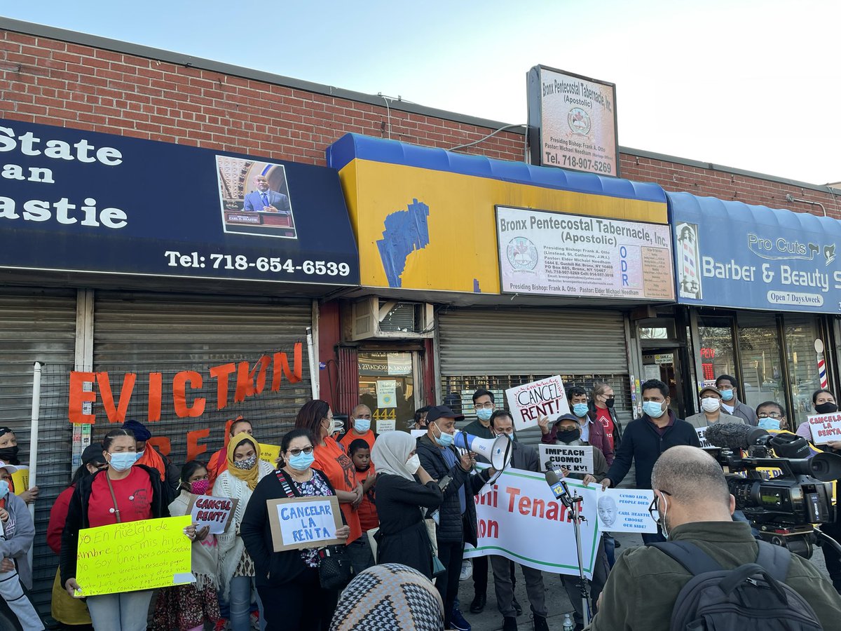 nychange's tweet photo. Happening now: Tenants struggling to pay rent and Excluded Workers are outside of @CarlHeastie office in the Bronx to demand he #CancelRent #InvestInOurNy to #FundExcludedWorkers including Hunger Strikers who’ve been on strike for 11 days https://t.co/YvhJJ8nWzV