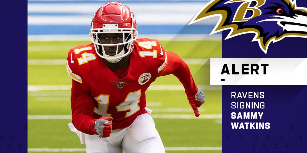 NFL's tweet photo. Ravens, WR Sammy Watkins agree to one-year, $6 million deal. (via @RapSheet) https://t.co/wDy447jwej