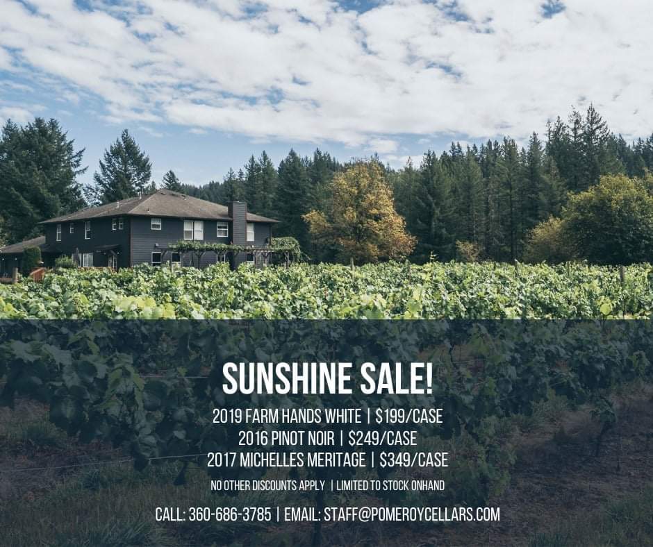 swwawine's tweet photo. .@Pomeroy_Cellars is having a sale this weekend! Cases of 2019 Farm Hand's White, 2016 Pinot Noir and 2017 Michelle's Meritage are all available at a discounted price! They're open Fri-Sun from noon-5pm if you'd like to taste some wine before you leave with case or two. https://t.co/BLzuzqBvob