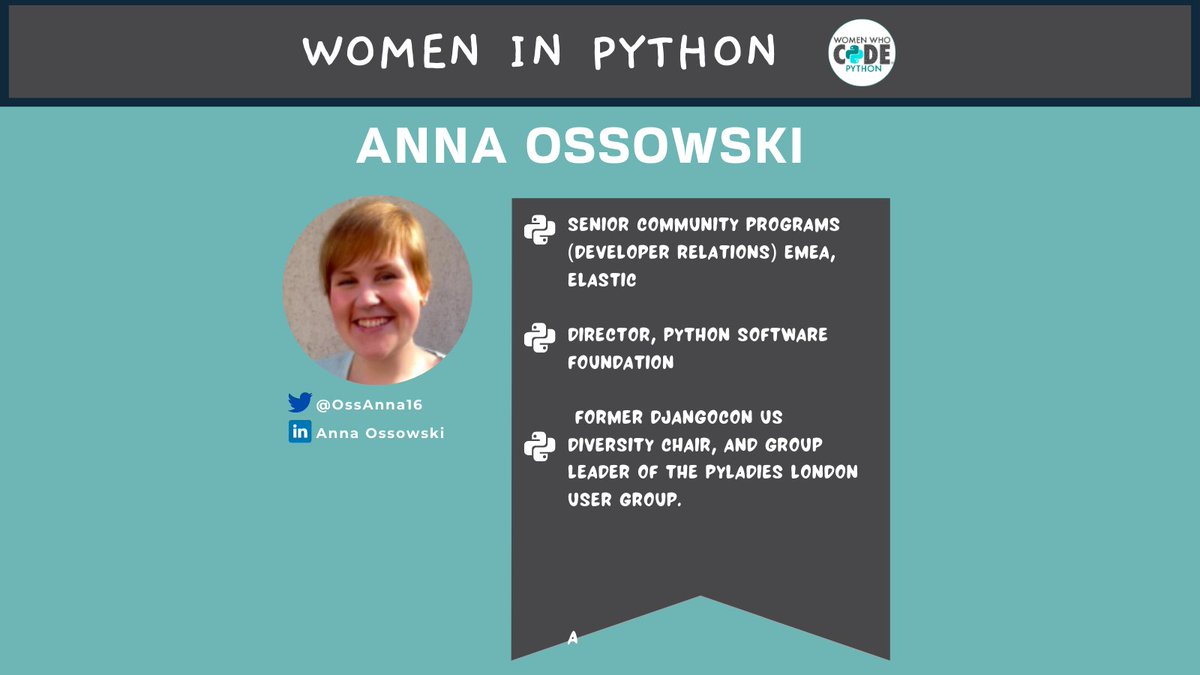 womensoftwarepy's tweet image. We fight the gender gap in the technology industry every day. There are some women who are spearheading this movement, meet  Anna Ossowski(@OssAnna16) who is a Senior Community Programs EMEA, at Elastic.
Do follow her to be inspired!
#python #womenwhocode #womeninpython