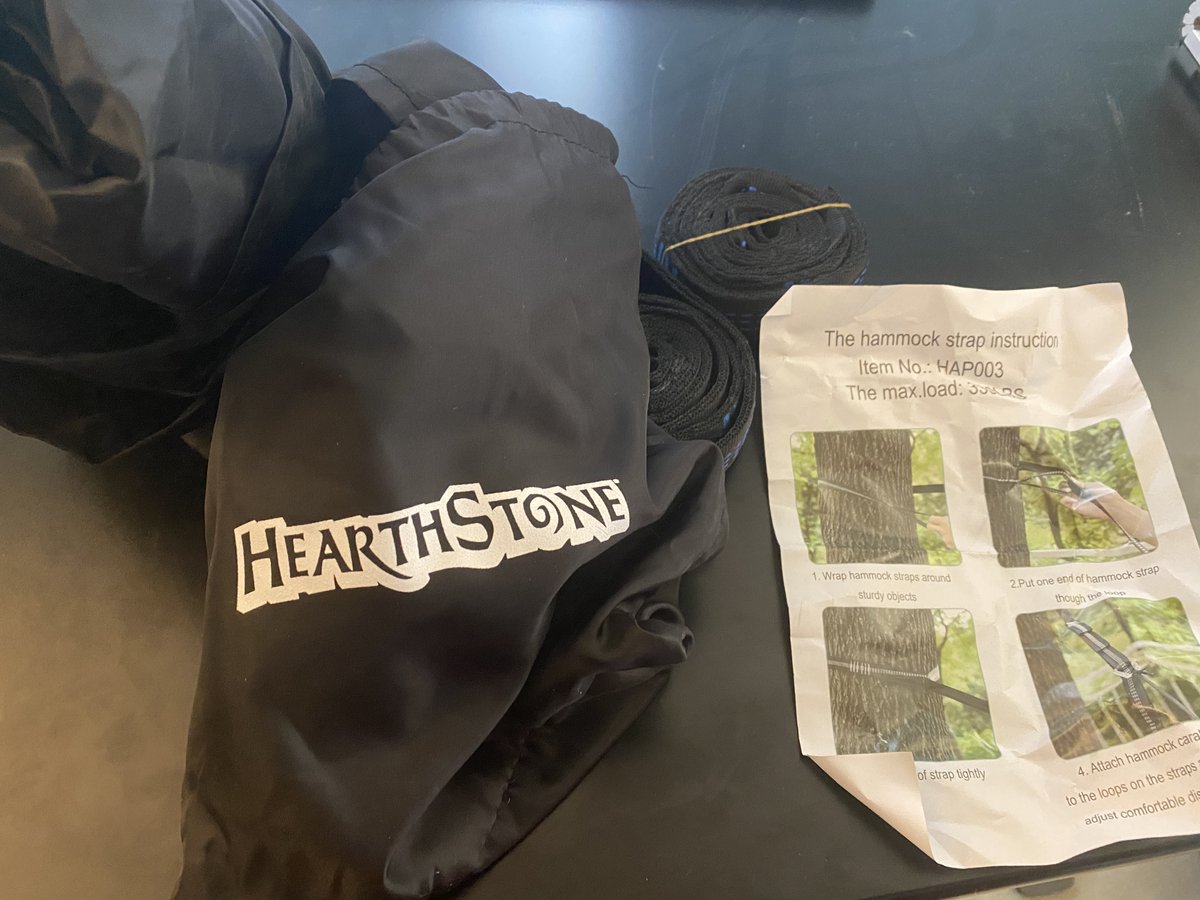 Eldorian's tweet photo. The water bottle cleans itself and purifies your water. Also a hammock. For all those times the Hearthstone team leaves you hanging. https://t.co/EsDwJwuOmk