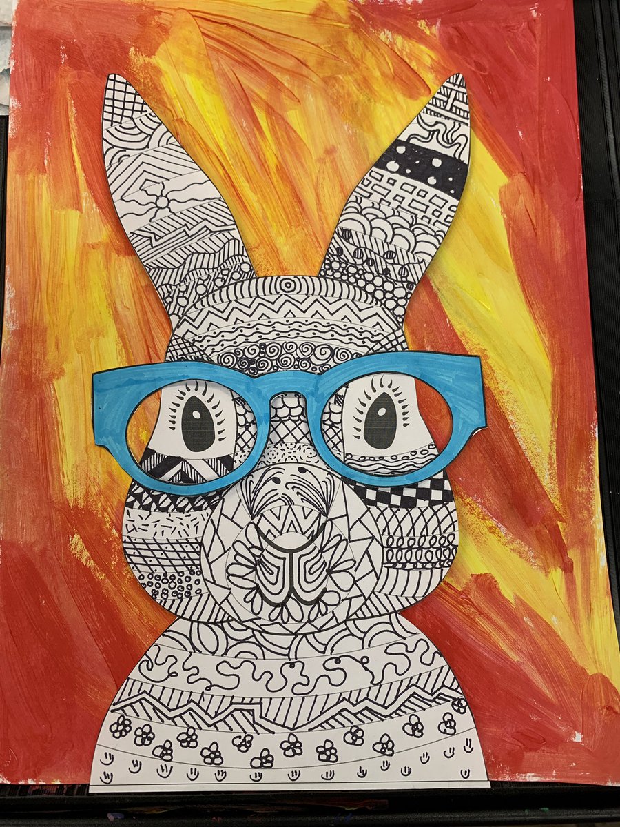 AmyDrost5's tweet photo. A few extra minutes with a 4th grade class today and their super cute hipster bunnies started hopping in! Template from @teachstarter and Wonder Bar Art #mves #mveaglestrong @ECSDLeadMVES https://t.co/Q8DB2zkJJk